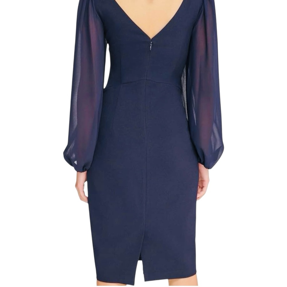 Vince Camuto Signature Stretch Crepe Sheath Dress 14 Chiffon Balloon Sleeve - Picture 2 of 12